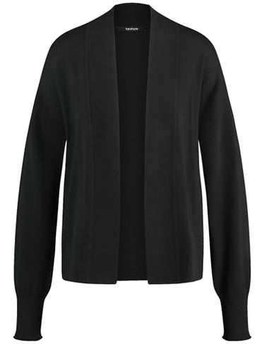 Taifun Damen Offene Strickjacke überschnittene Schultern, Langarm, breite Rippenbündchen unifarben Schwarz 36 im Sale